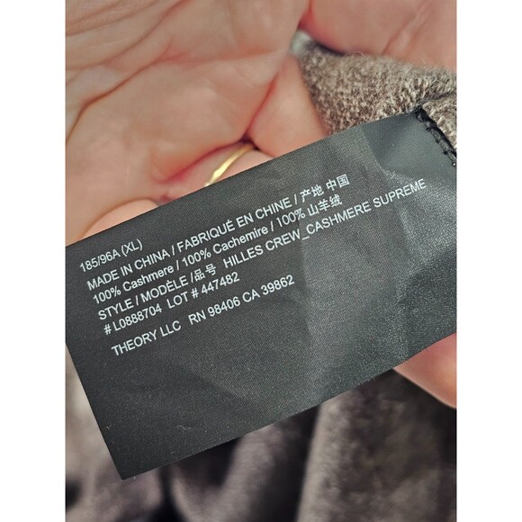 GC Men's XL Theory Hilles Crewneck Sweater in Cashmere Brown Melange Pullover - Picture 5 of 6